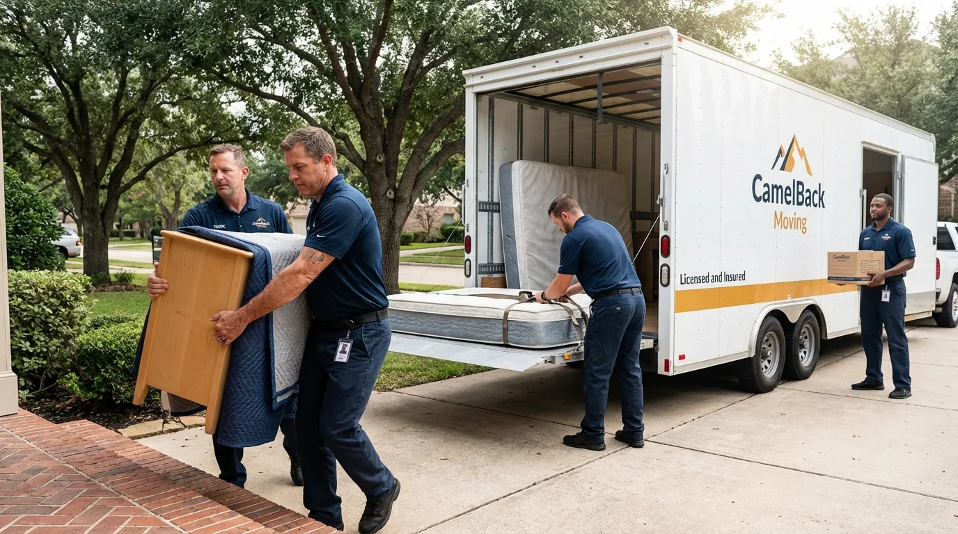 Crew loading residential truck for cross-state move from Central City, CO