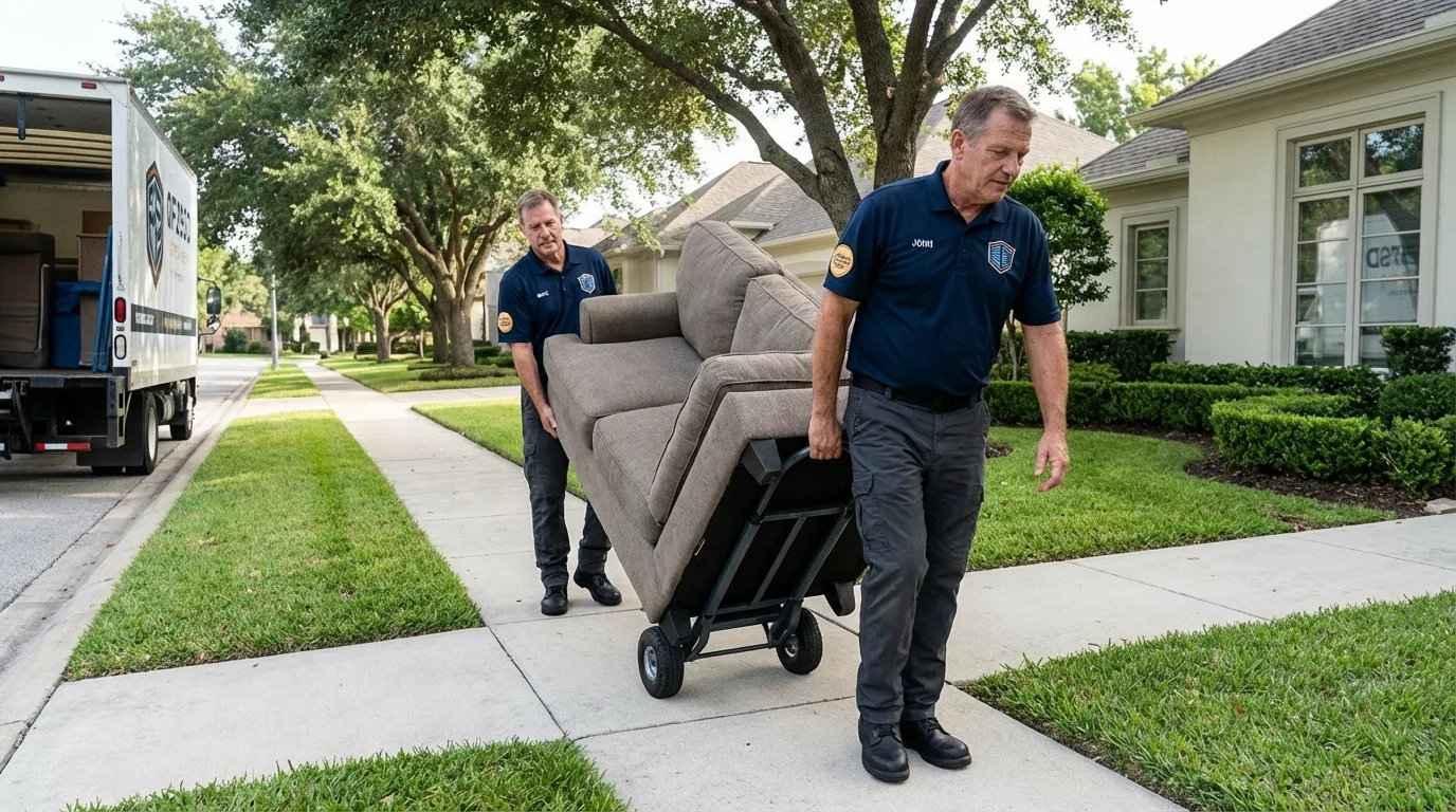 Local residential moving crew loading furniture in Central City, CO